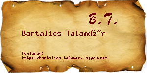 Bartalics Talamér névjegykártya